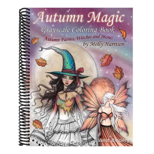 Autumn Magic Grayscale Coloring Book: Autumn Fairies, Witches, and More!