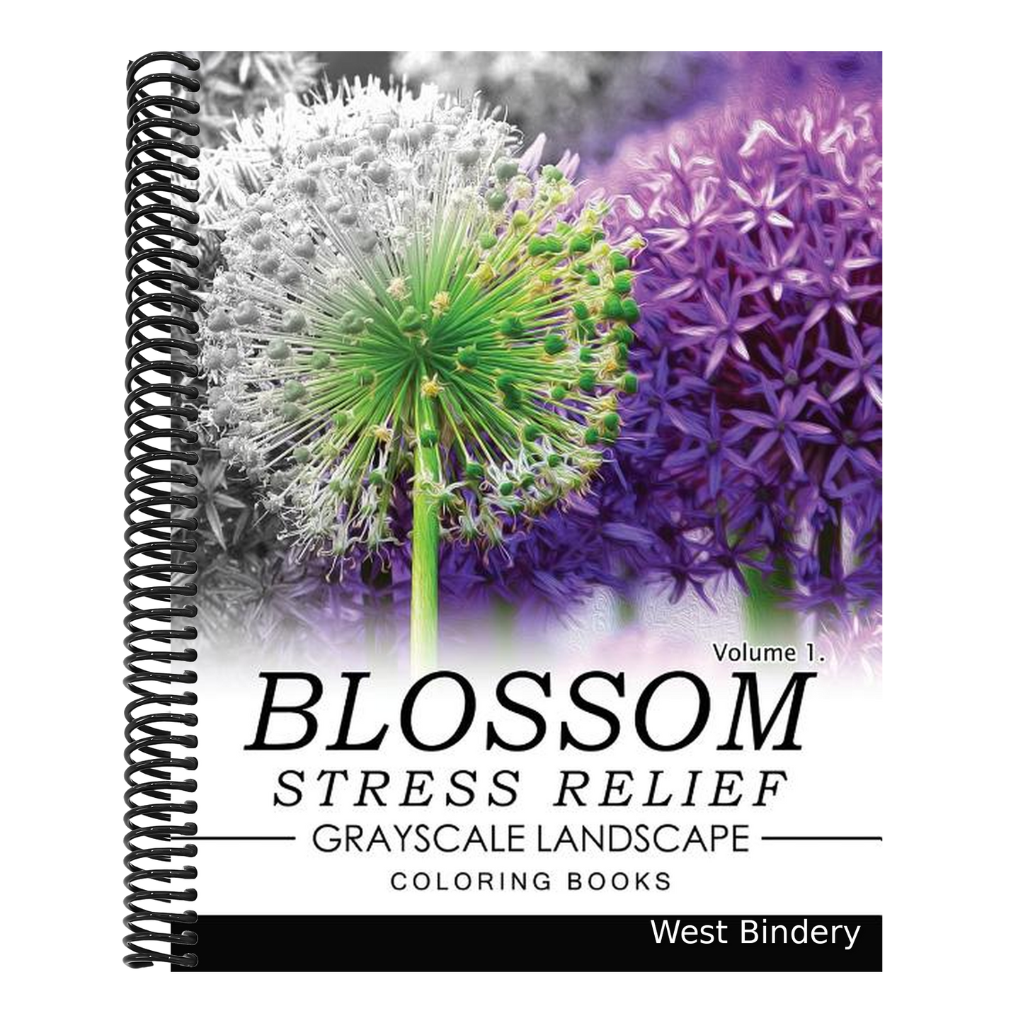 Blossom Stress Relief GRAYSCALE Landscape Coloring Books Volume 1