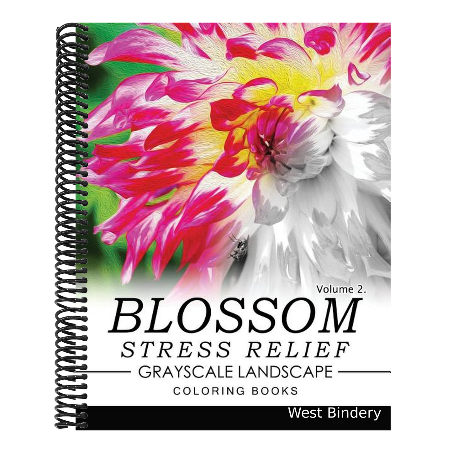 Blossom Stress Relief GRAYSCALE Landscape Coloring Books Volume 2