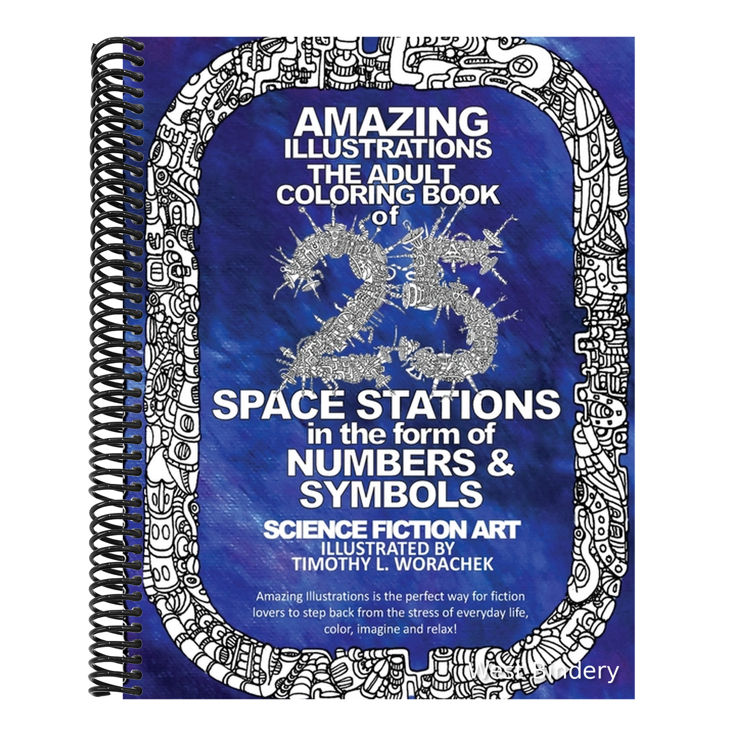 Amazing Illustrations-25 Space Stations of Numbers & Symbols: Adult Coloring Book