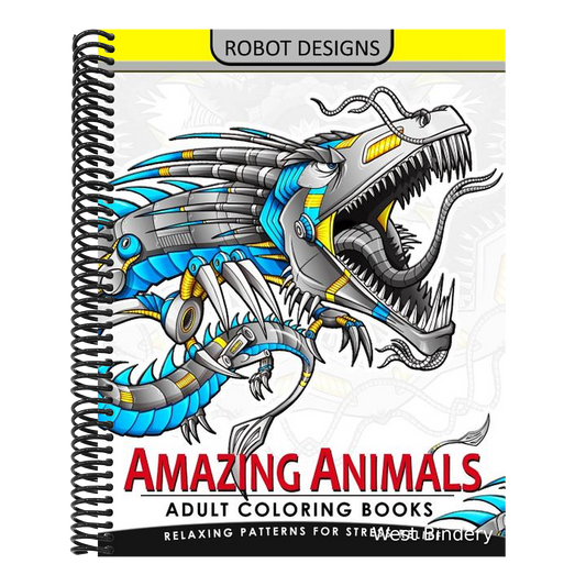 Amazing Animal Adult coloring Book Robot Design: Bear, Dog, Bird, Fish, Elephant, Tiger, Lion and Dragon