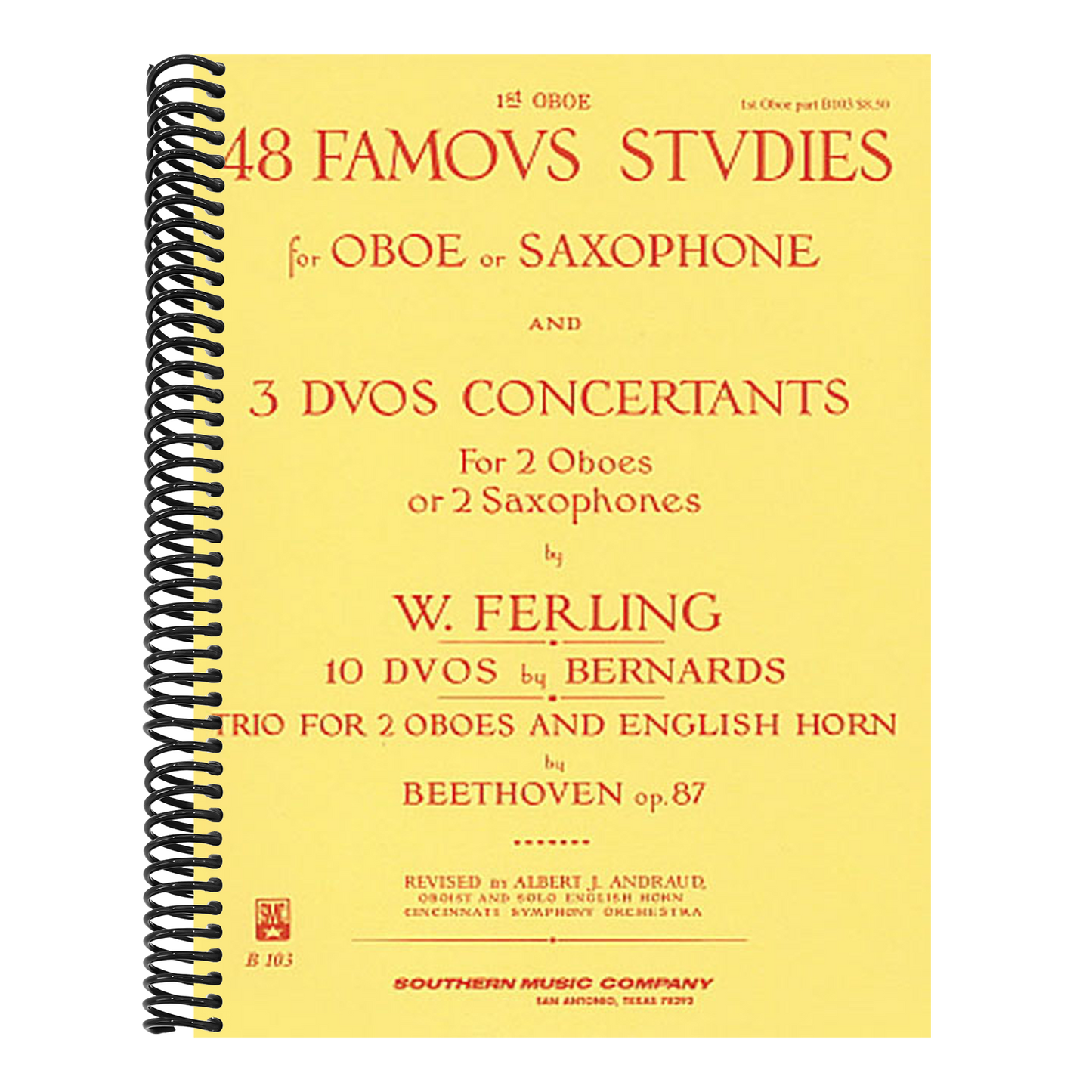 48 Famous Studies, (1st and 3rd Part): Oboe - Melodious Etudes with Oboe and Saxophone Sheet Music - Oboe and Saxophone Duet Book with 3 Duos Concerta