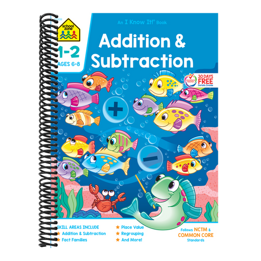 School Zone Addition & Subtraction Grades 1-2 Workbook