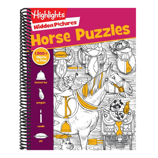 Horse Puzzles: Over 100 Search and Find Puzzles, Barns, Stables and Riding Adventures, Horse-Themed Hidden Pictures Activity Book for Kids 6 and Up (Highlights Hidden Pictures) (Spiral Bound)