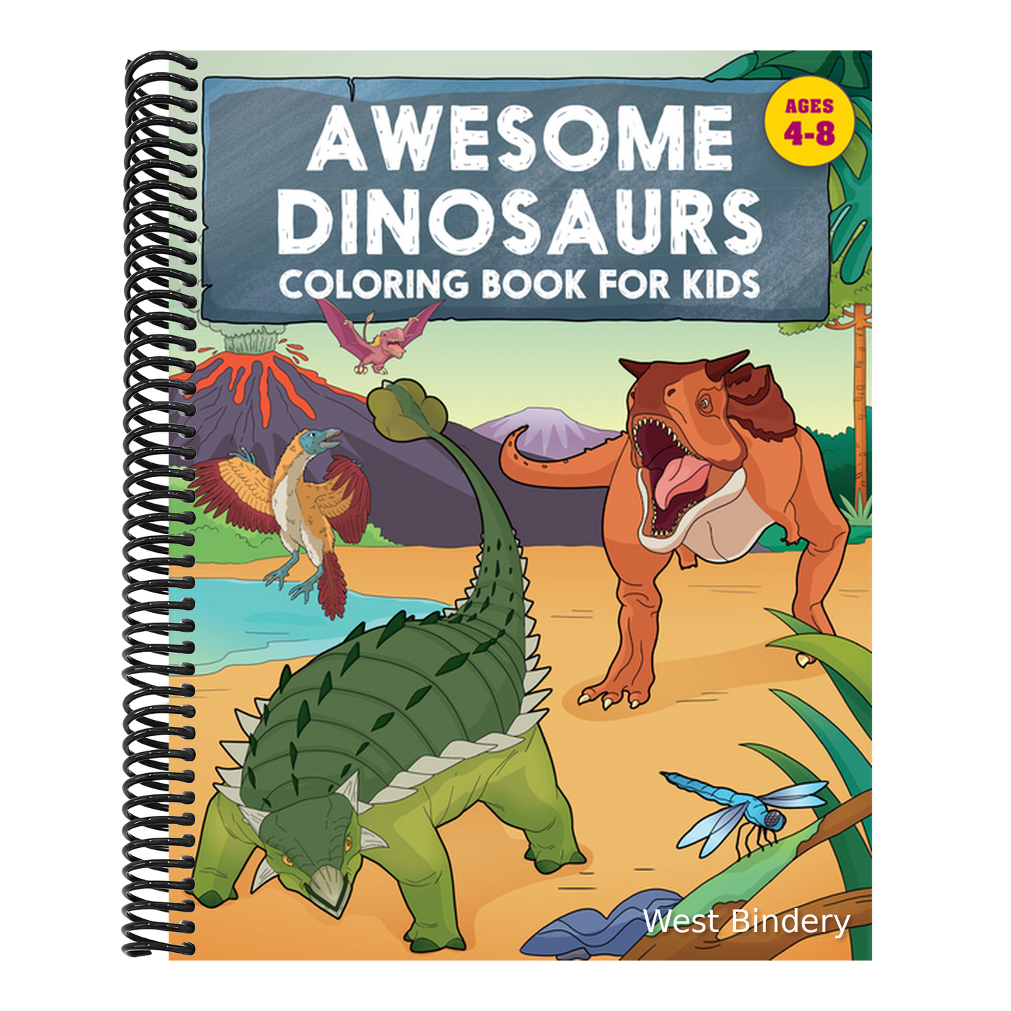 Awesome Dinosaurs Coloring Book for Kids: Ages 4-8