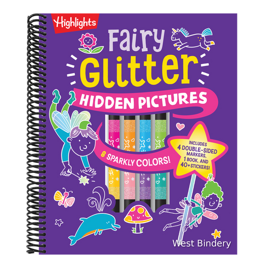 Fairy Glitter Hidden Pictures: Glitter Coloring Book for Kids 6-12 with Fairy-Themed Hidden Pictures Puzzles, Sparkly Markers and Stickers for Creativ