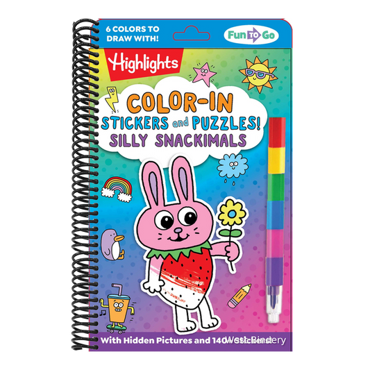 Color-In Stickers and Puzzles! Silly Snackimals: Deliciously Cute Hidden Pictures Puzzles and Sticker Activity Book with Color-In Animal and Snack Sti