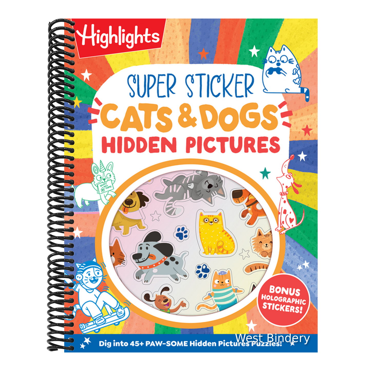 Super Sticker Cats & Dogs Hidden Pictures: Animal Sticker Book with Hidden Pictures Puzzles, Adorable Cat and Dog Scenes and Eye-Catching Foil Sticker