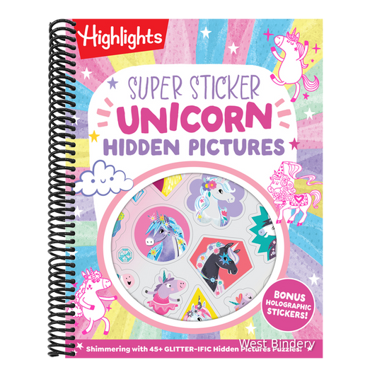 Super Sticker Unicorn Hidden Pictures: Hidden Pictures Puzzle Book for Kids Ages 6-9 with Magical Unicorn Adventures, Dragons, Gnomes and Over 30 Whim
