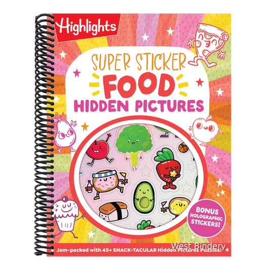 Super Sticker Food Hidden Pictures: Sticker Activity Book with Dozens of Hidden Pictures Puzzles, Silly and Scrumptious Food Scenes and Dazzling Holog