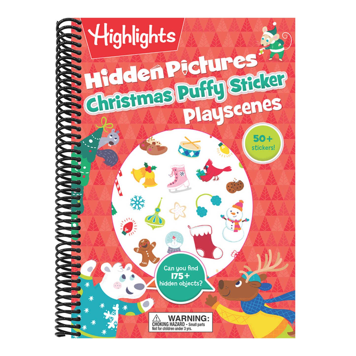 Christmas Hidden Pictures Puffy Sticker Playscenes: Christmas Activity Book with Over 50 Puffy Stickers, Festive Games and Hidden Pictures Puzzles for (Highlights Puffy Sticker Playscenes) (Spiral Bound)