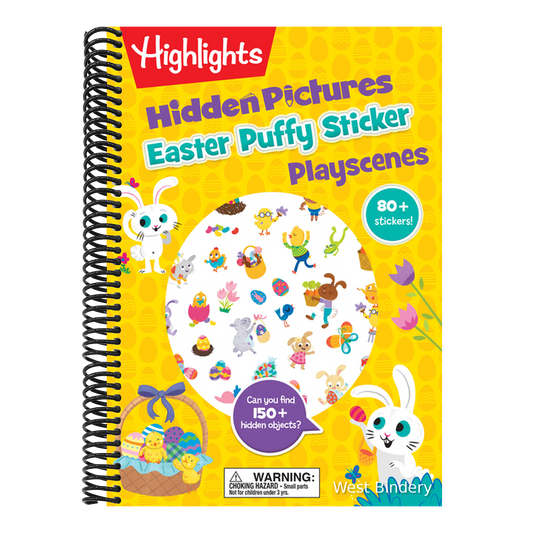 Easter Hidden Pictures Puffy Sticker Playscenes: Easter-Themed Puzzles and Puffy Stickers, Kids Easter Activity Book with Egg Hunt Games, Flower Stick
