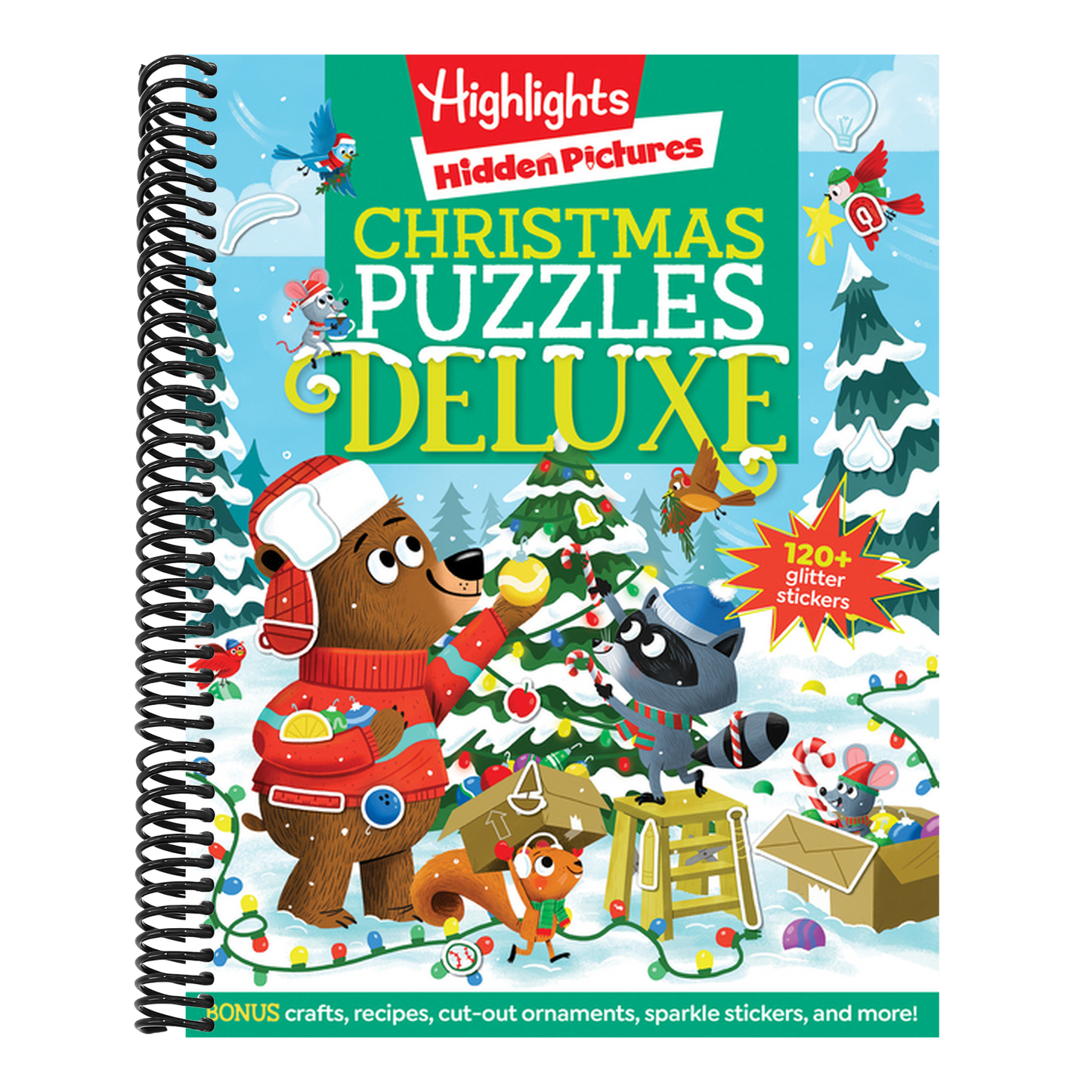 Christmas Puzzles Deluxe: Holiday-Themed Activity Book with Christmas Puzzles and Creative Crafts, Christmas Gift for Kids Ages 4-8 (Highlights Hidden Pictures) (Spiral Bound)