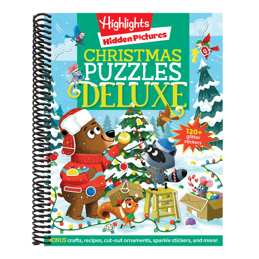 Christmas Puzzles Deluxe: Holiday-Themed Activity Book with Christmas Puzzles and Creative Crafts, Christmas Gift for Kids Ages 4-8 (Highlights Hidden Pictures) (Spiral Bound)