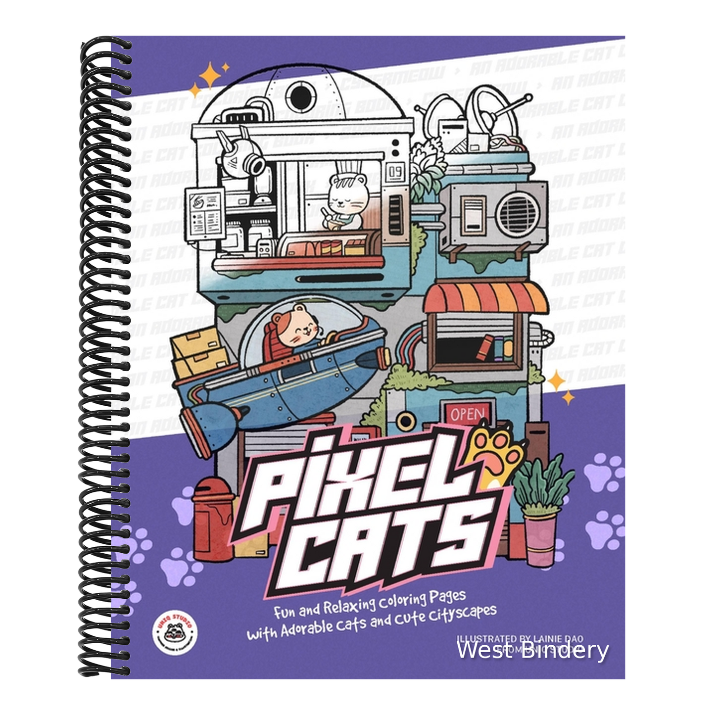 Pixel Cats: Fun and Relaxing Coloring Pages with Adorable Cats and Cute Cityscapes
