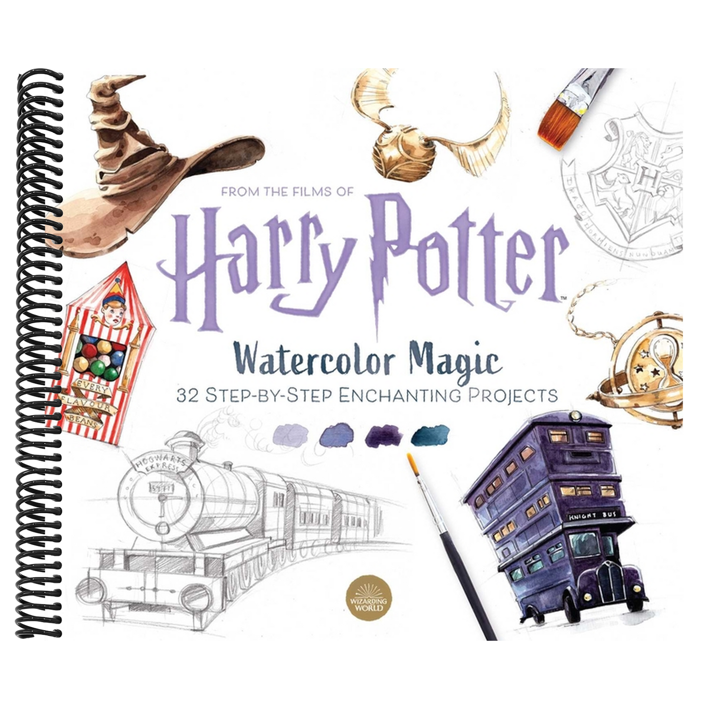 Harry Potter Watercolor Magic: 32 Step-By-Step Enchanting Projects (Harry Potter Crafts, Gifts for Harry Potter Fans) (Spiral Bound)