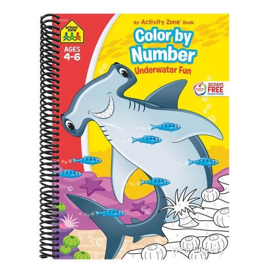 School Zone Color by Number Underwater Fun Workbook
