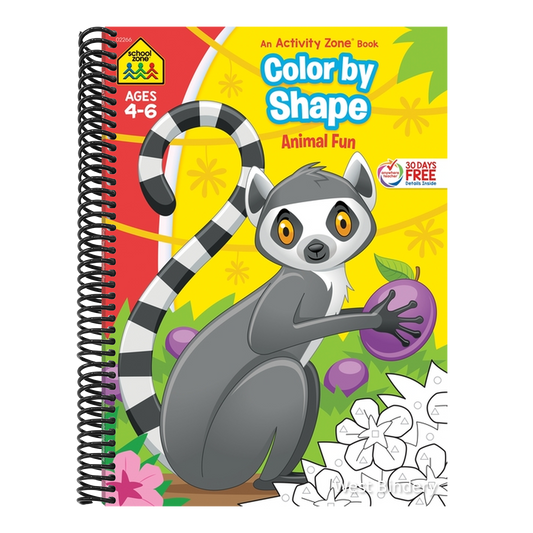 School Zone Color by Shape Animal Fun Workbook