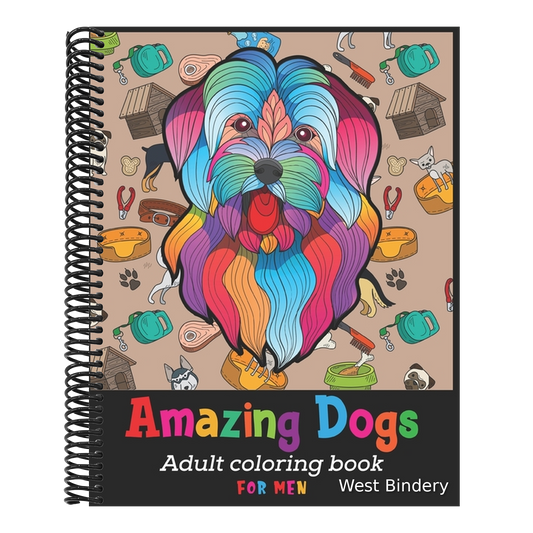 Amazing Dogs Adult Coloring Book For Men: Cute dog coloring books for men doodle dog coloring books for adults relaxation