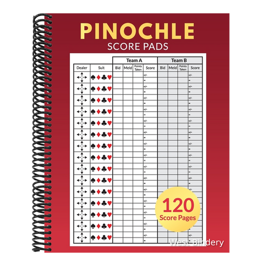 Pinochle Score Pads 120 Score Pages: Personal Scoresheet Record Book, Pinochle Score Cards, Meld Table, Large Size (8.5 x 11 inches)
