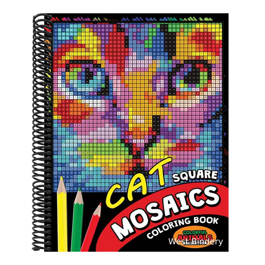 Cat Square Mosaics Coloring Book: Colorful Animals Coloring Pages Color by Number Puzzle