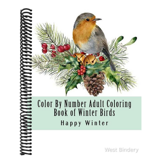 Color By Number Adult Coloring Book of Winter Birds: Winter Bird Scenes, Festive Holiday Christmas Winter Birds Large Print Coloring Book For Adults