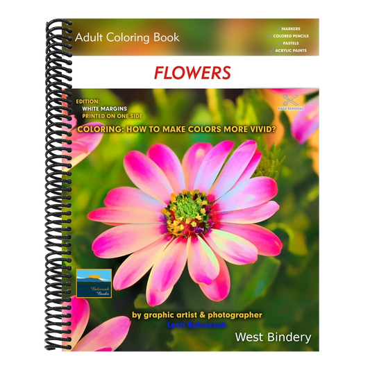 Adult Coloring Book Flowers: Edition: White margins