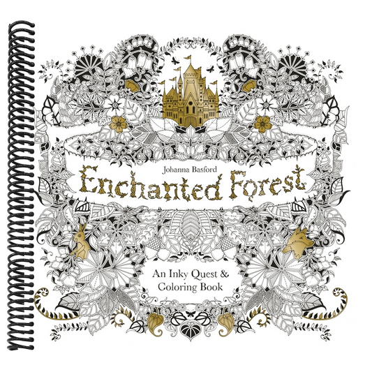 Enchanted Forest: An Inky Quest and Coloring Book for Adults (Spiral Bound)