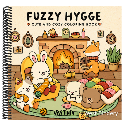 Fuzzy Hygge: Cute and Cozy Coloring Book for Adults & Teens Featuring Adorable Animals Characters for Stress Relief