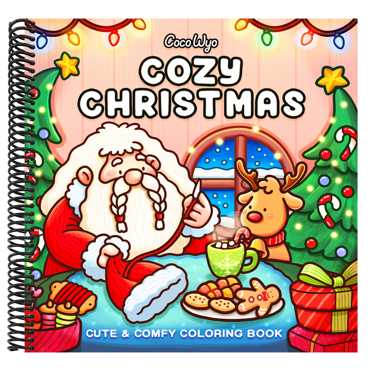 Cozy Christmas: Coloring Book for Adults and Kids (Cozy Spaces Coloring) (Spiral Bound)