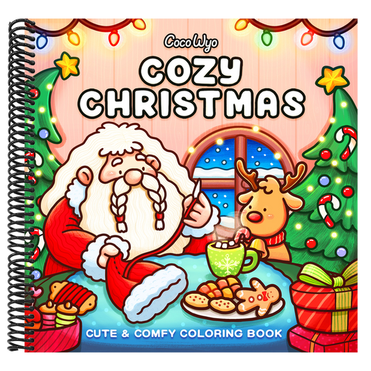 Cozy Christmas: Coloring Book for Adults and Kids (Cozy Spaces Coloring) (Spiral Bound)