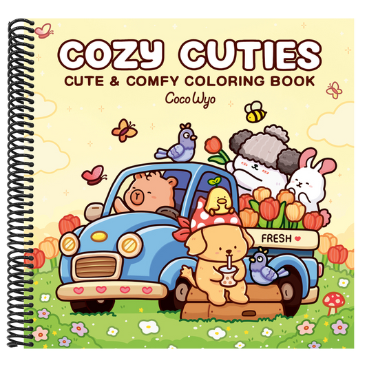 Cozy Cuties: Coloring Book for Adults and Kids (Cozy Spaces Coloring) (Spiral Bound)