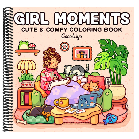 Girl Moments: Coloring Book for Adults and Kids (Cozy Spaces Coloring) (Spiral Bound)