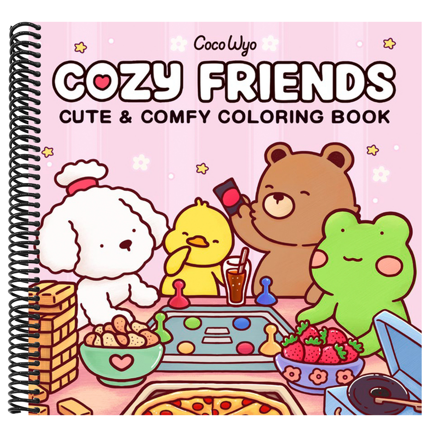 Cozy Friends: Coloring Book for Adults and Kids (Cozy Spaces Coloring) (Spiral Bound)