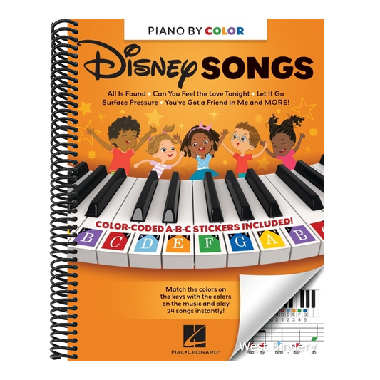 Piano-By-Color - Disney Songs: Color-Coded Notation with Matching Stickers Make Playing Songs from Beloved Disney Movies on Piano Super Easy and Fun!