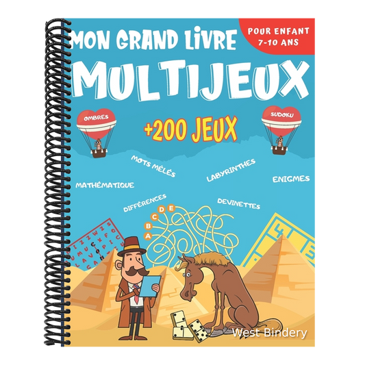 Mon Grand Livre Multi Jeux: Pour enfant de 7 à 10 ans - Plus de 200 jeux dans 14 thèmes différents - Enigmes, casse-têtes, mots mêlés, labyrinthes