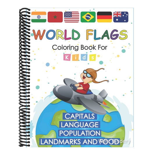 World Flags Coloring Book for kids: Learn and Color all countries of the world with color guides to help.