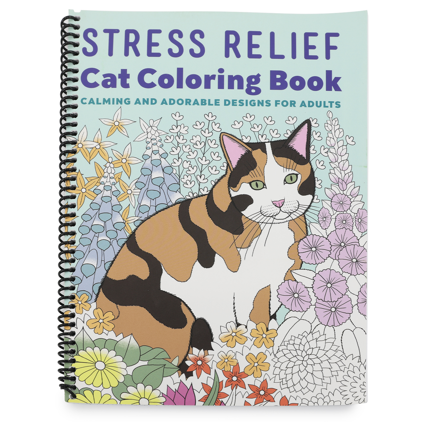Stress Relief Cat Coloring Book: Calming and Adorable Designs for Adults (Spiral Bound)