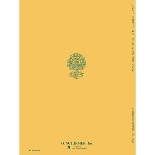 Mozart - Concerto No. 3 in G K.216 Violin and Piano Sheet Music Schirmer's Library of Musical Classics Vol. 1580 Classical Violin Solo with Piano Redu