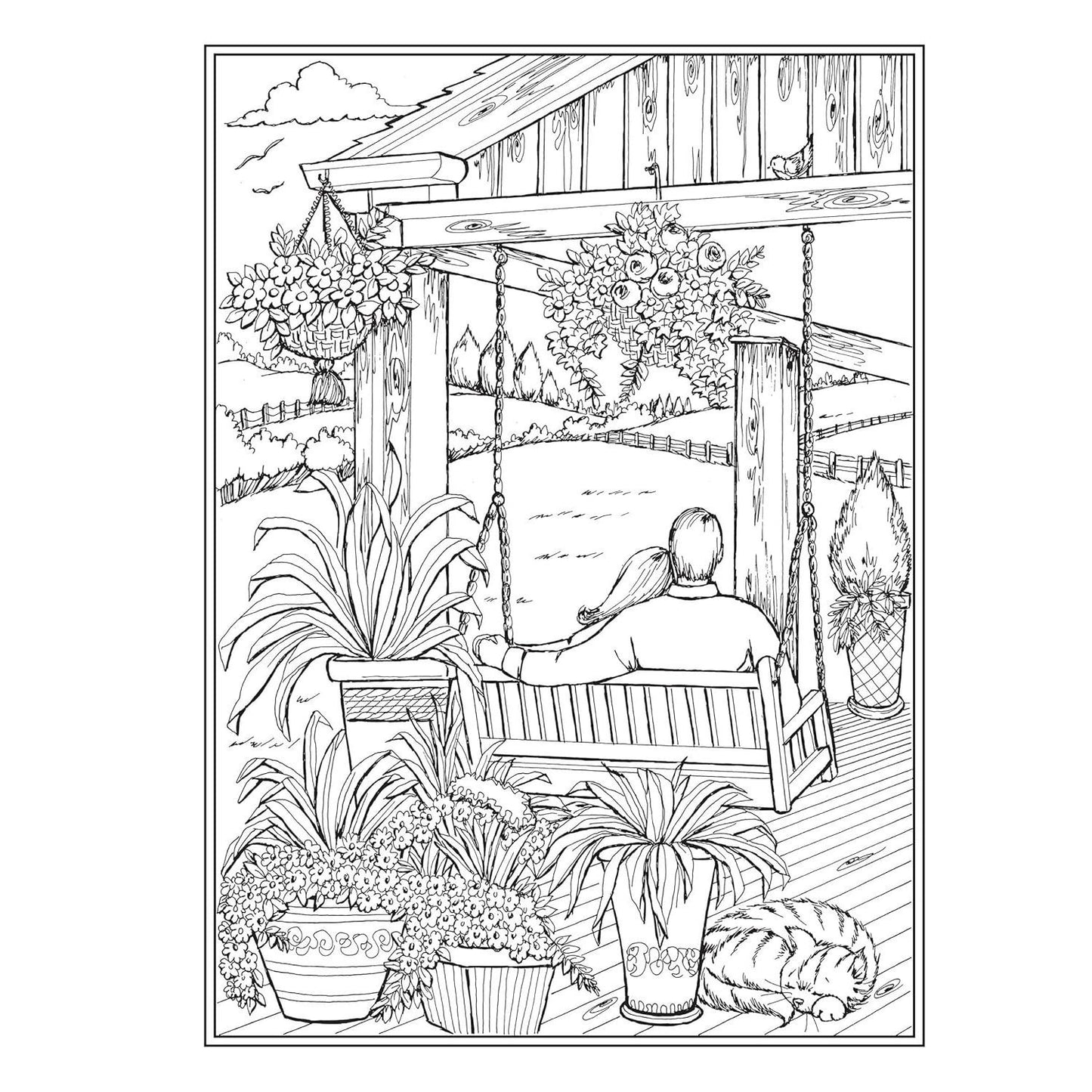 Creative Haven Romantic Country Scenes Coloring Book (Spiral Bound)