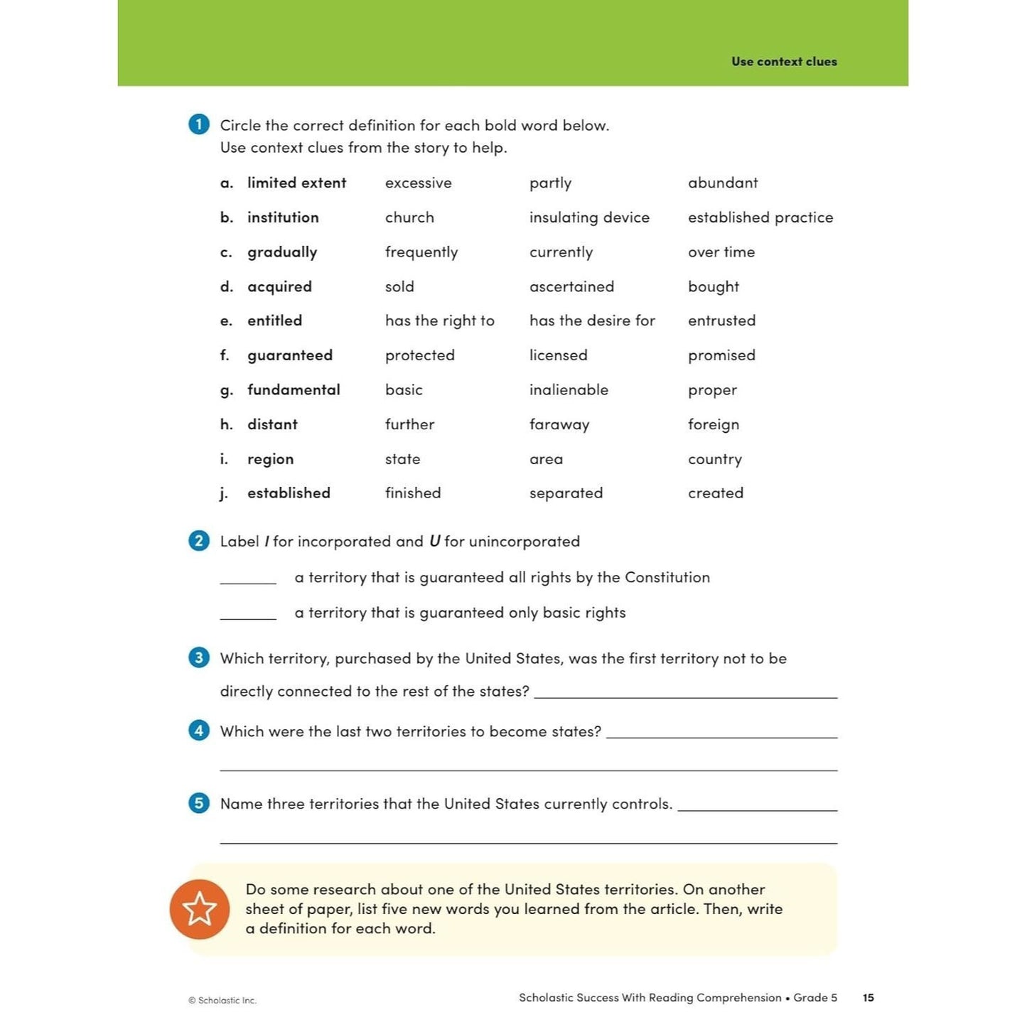Scholastic Success with Reading Comprehension Grade 5 Workbook