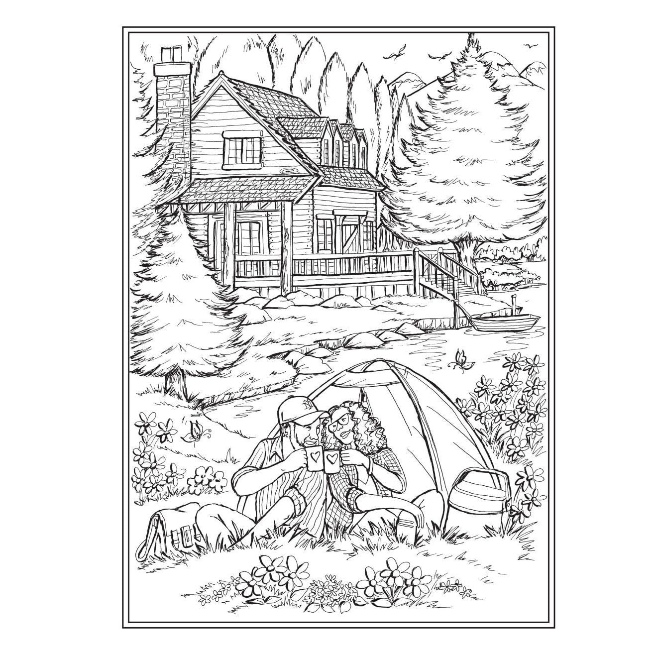 Creative Haven Romantic Country Scenes Coloring Book (Spiral Bound)