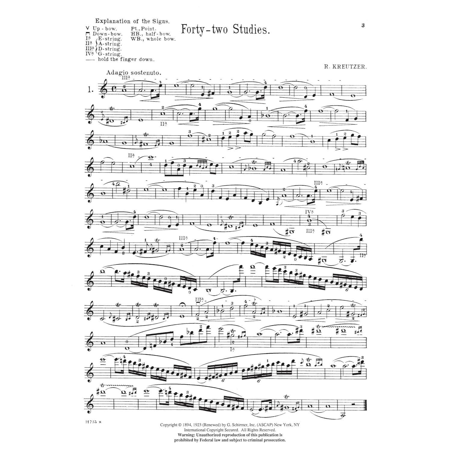 Kreutzer - 42 Studies or Caprices Violin Sheet Music for Intermediate to Advanced Players Schirmer Library of Classics Volume 230