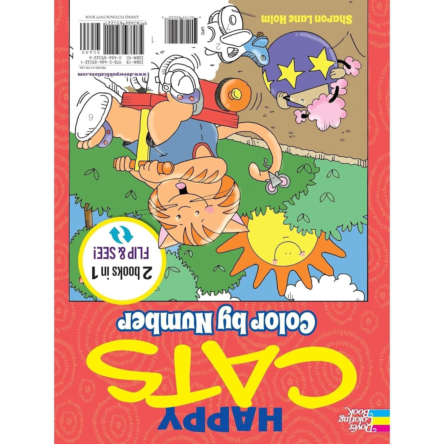 Happy Cats Coloring Book/Happy Cats Color by Number: 2 Books in 1/Flip and See!