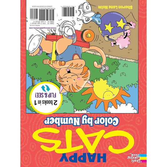 Happy Cats Coloring Book/Happy Cats Color by Number: 2 Books in 1/Flip and See!