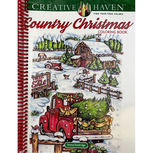 Creative Haven Country Christmas Coloring Book (Spiral Bound)