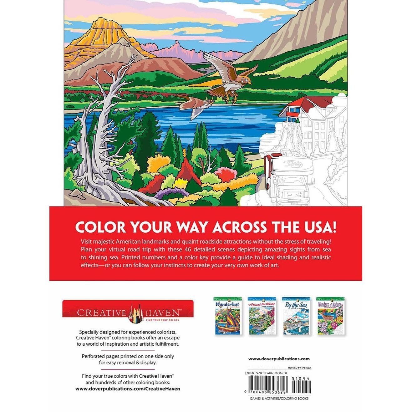 Creative Haven Road Trip USA Color by Number (Adult Coloring Books: USA) (Spiral Bound)