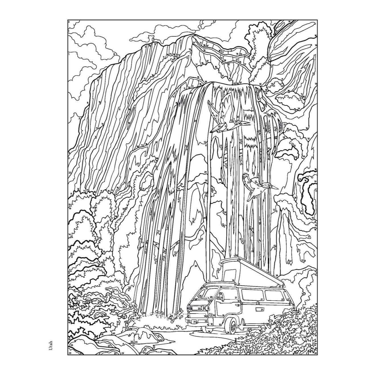 Creative Haven Road Trip USA Color by Number (Adult Coloring Books: USA) (Spiral Bound)