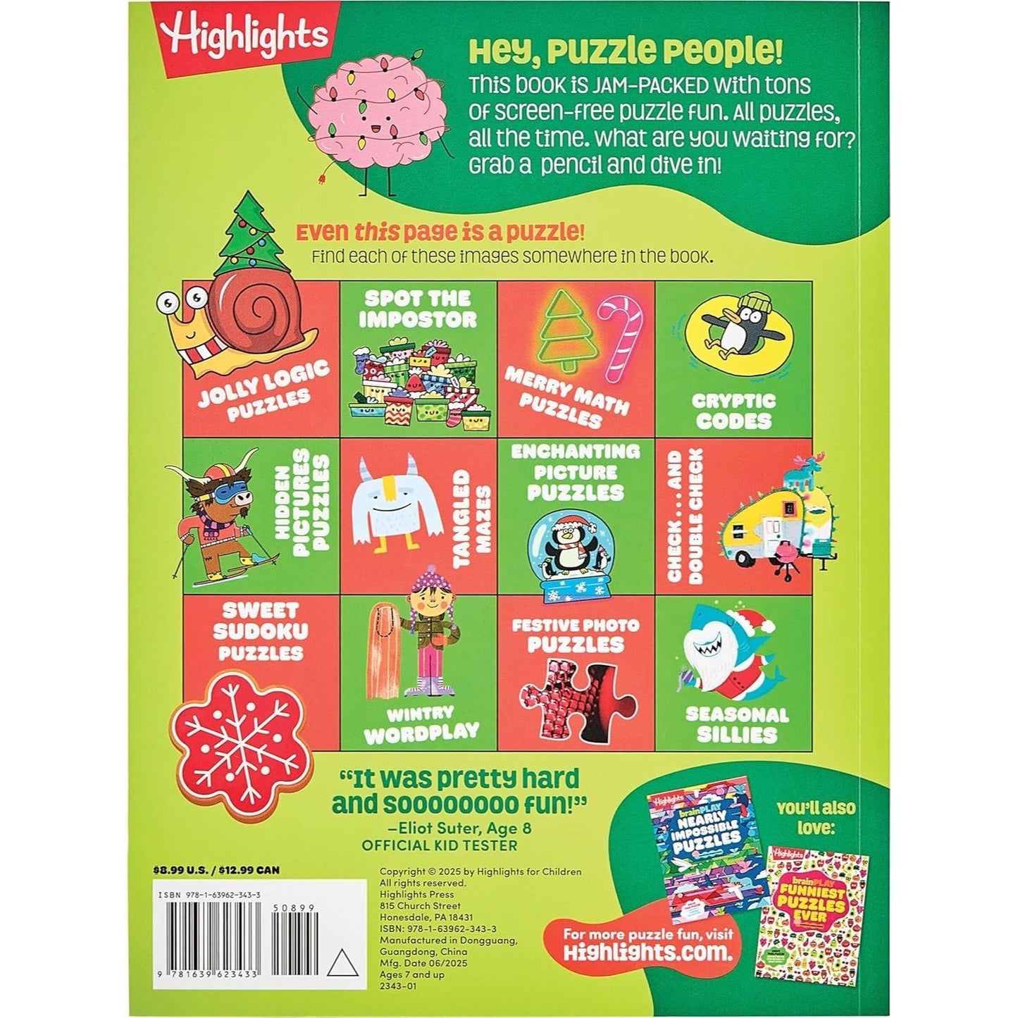 Brainplay Super Hard Christmas Puzzles: 200+ Challenging Christmas Puzzles, Mazes, Logic Games and Wordplay. Holiday-Themed Activity Book Gift for Kid (Brainplay Puzzle Books)