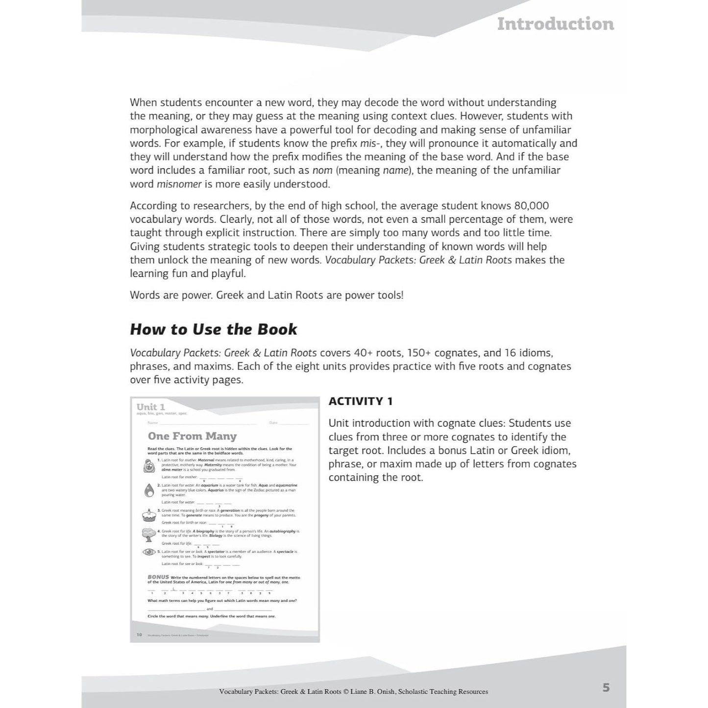 Vocabulary Packets: Greek & Latin Roots (Spiral Bound)